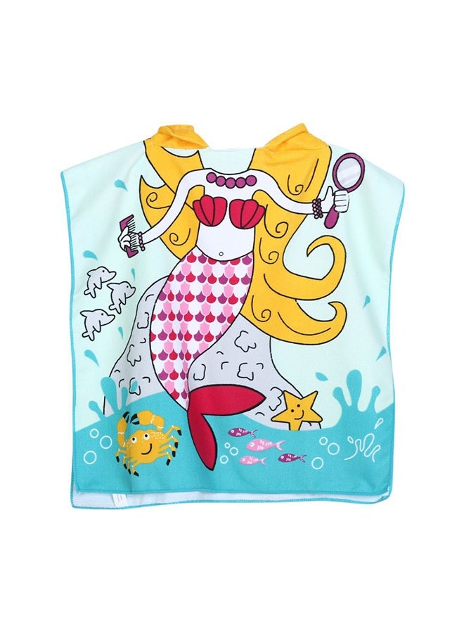 Mermaid Shark Pattern Hooded Cloak Bath Towel - Image 2